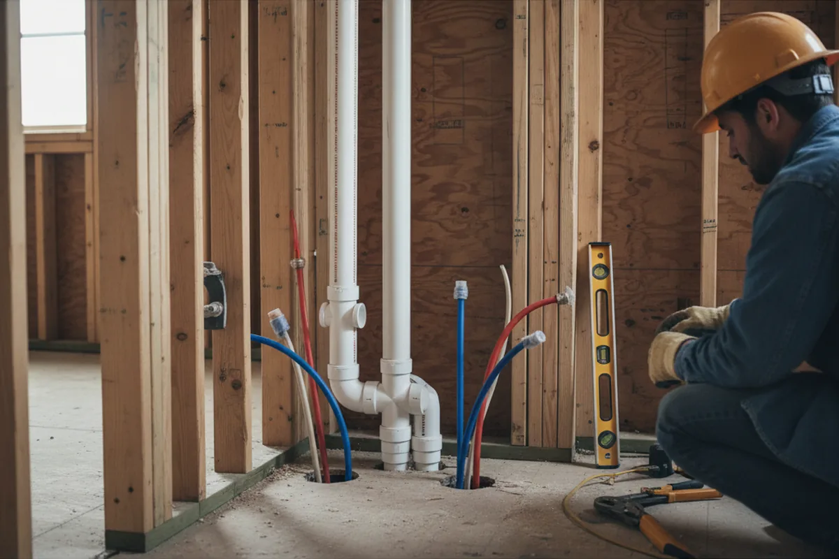 Drain and supply rough-in during Leak Detection in Santa Monica